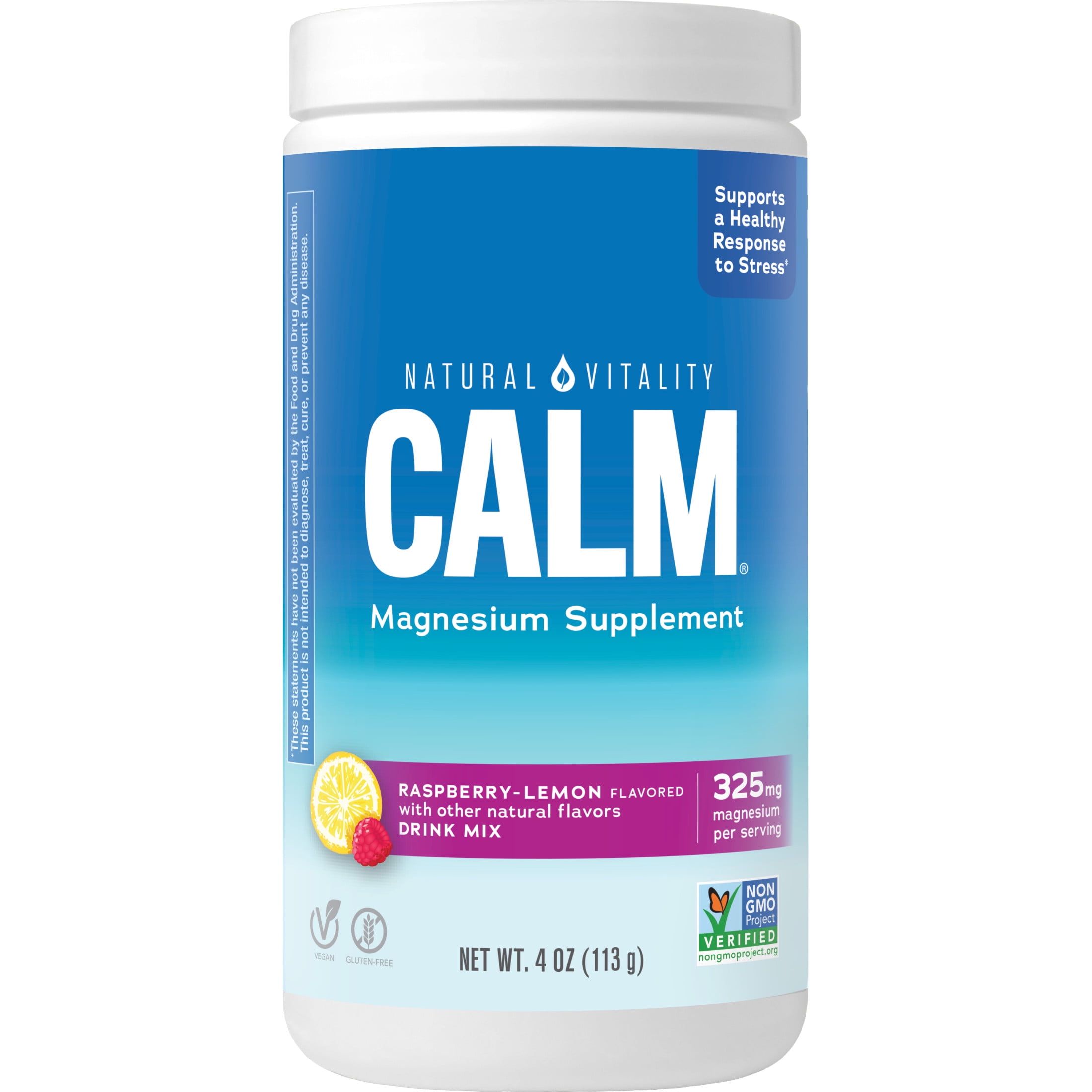 Natural Vitality Calm Magnesium Citrate Supplement Powder Drink Mix, Raspberry Lemon, 4 oz