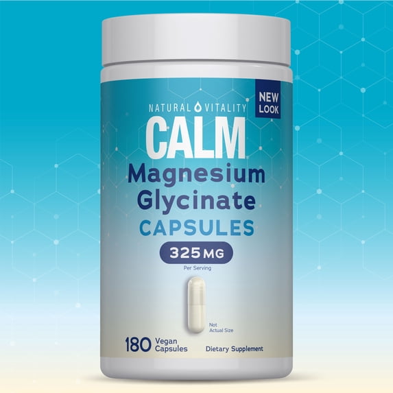 Calm Magnesium Glycinate Capsules | 180 Count | by Natural Vitality