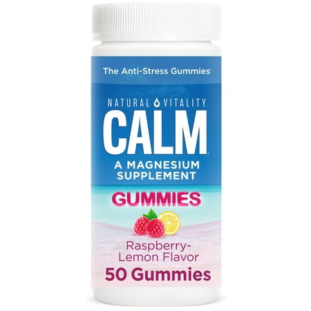 Natural Vitality Calm Magnesium Gummies, Raspberry Lemon, 50 Count