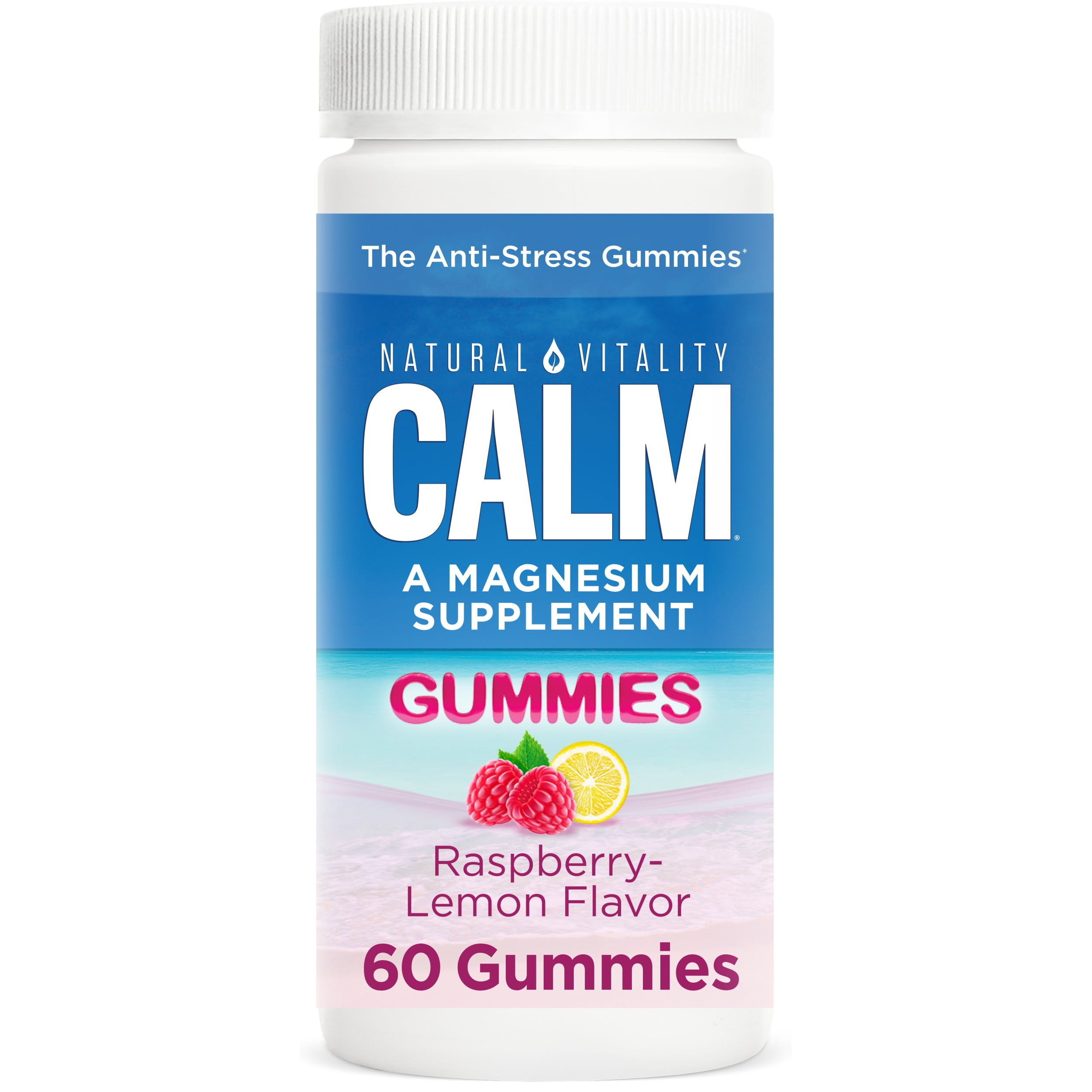 Natural Vitality Calm Magnesium Gummies, Raspberry Lemon, 60 Count