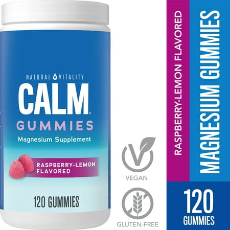 Natural Vitality Calm Magnesium Supplement Gummies, Raspberry Lemon, 120 Count