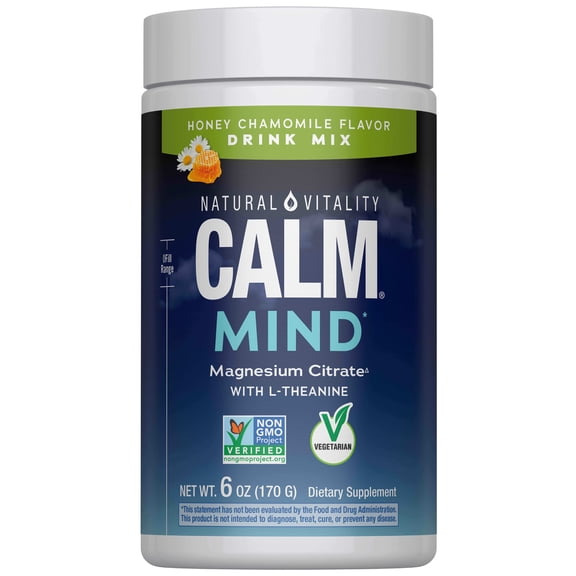 Calm Mind Magnesium Citrate | Honey Chamomile Flavor Drink Mix | 6 oz | by Natural Vitality