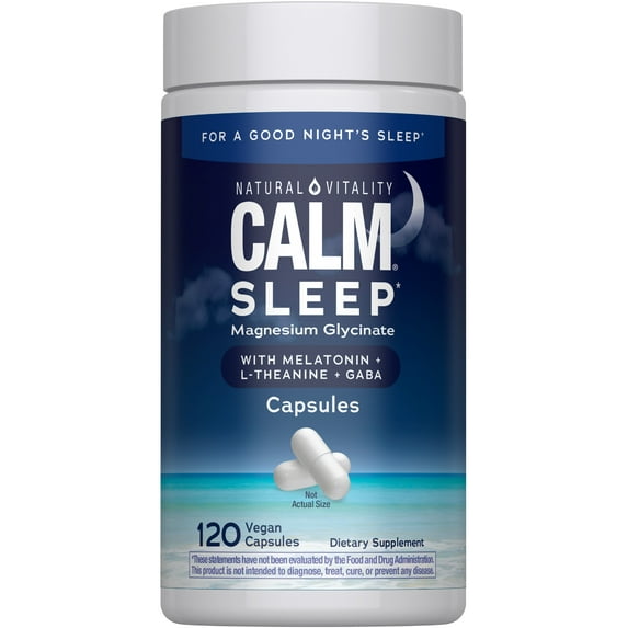 Calm Sleep Magnesium Supplement with Melatonin & Magnesium Citrate | 120 Capsules | by Natural Vitality