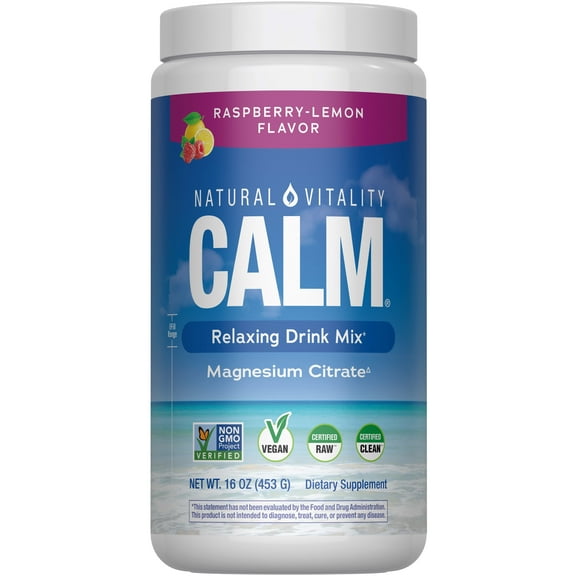 Calm Magnesium Powder | Raspberry Lemon Flavor | 16 oz | by Natural Vitality