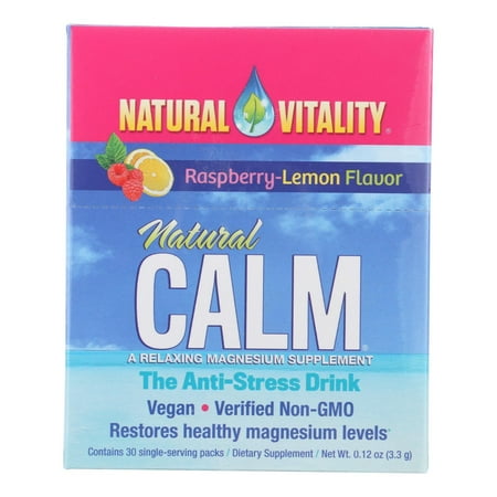 Natural Vitality Raspberry-Lemon Flavor Natural Calm Magnesium Dietary Supplement, 30 count
