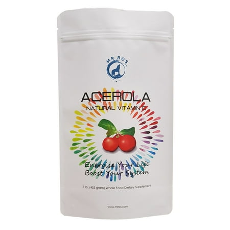 Natural Vitamin C Acerola Powder-1 Lb (16 Oz-453 Grams) by Mr Ros-Whole Food Vitamin C Powder-100% Pure from Organic Origin