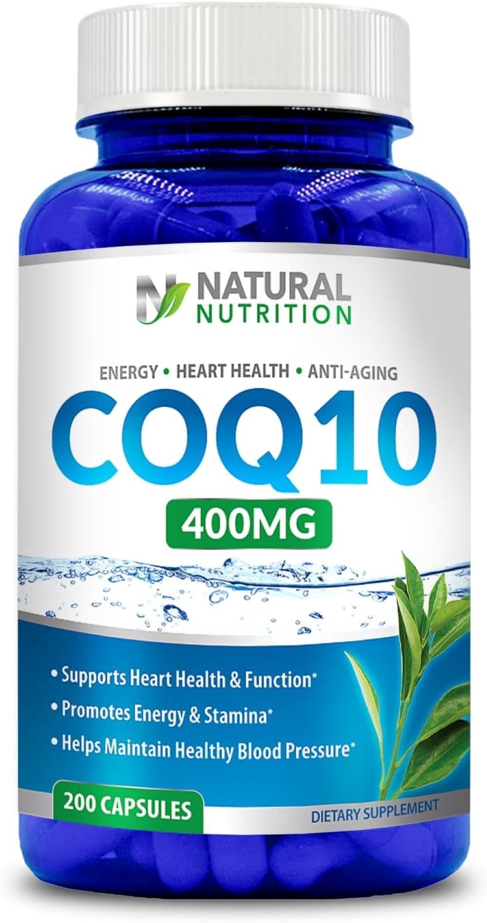 Natural Vitamin CoQ10 Extra Strength 400mg 200 Capsules Quick Absorption (Gluten Free & Non-GMO)