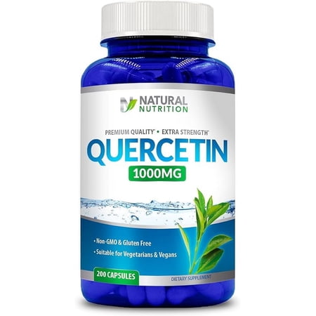 Natural Vitamin Quercetin 1000mg Extra Strength 200 Capsules (Gluten Free & Non-GMO)