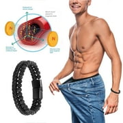 SZBAOAN Natural Volcanic Stone Tiger Eye Bead Bracelet Health Bracelet 21cm, Natural Volcanic Stone Eye Beaded Bracelet Health Bracelet Shaping Physiotherapy Bracelet Cowhide Rope Agate Bracelet