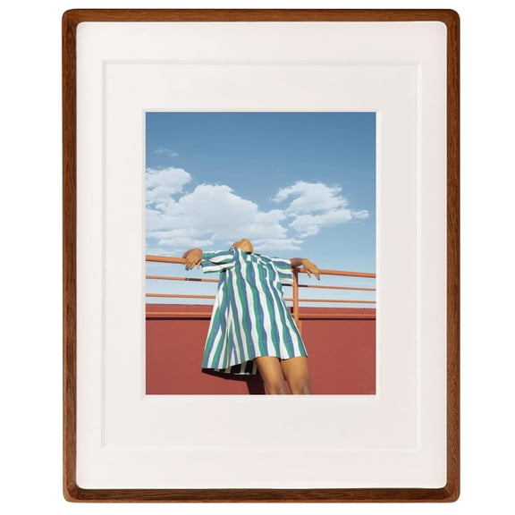 Natural Walnut Picture Frame Wood with Mat for Photos | Rounded Corner Solid Wood Frame, Plexiglass, , Wall & Tabletop Display
