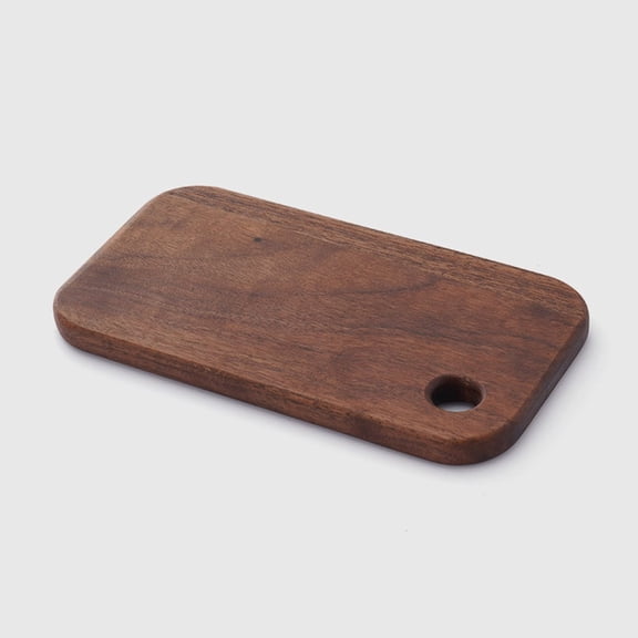 Natural Walnut Wood Cutting Board Camping Picnic BBQ Kitchen Food Prep, Portable Chopping Block with Hanging Hole and Rounded for Edges, Brown, S Size