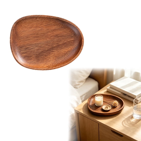 Natural Walnut Wood Serving Tray,Irregular Wooden Platter,6.49X4.92X0.78" Decorative Wood Display Tray,Rustic Charcuterie Board,Multi Purpose Food Serving Plate for Cheese Platter,Snack Arrangement