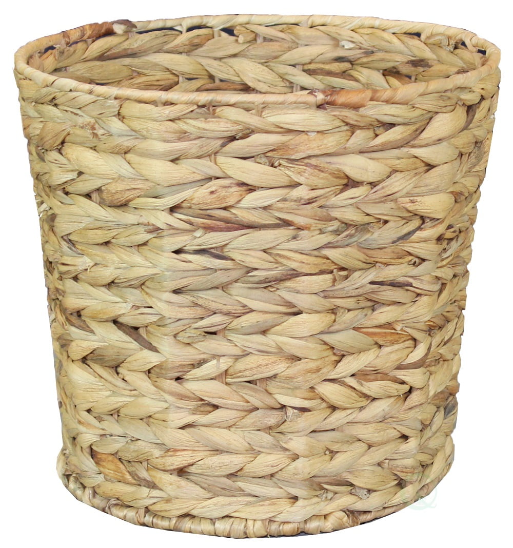 Eco-Friendly Natural Water Hyacinth 11" Handwoven Waste Basket