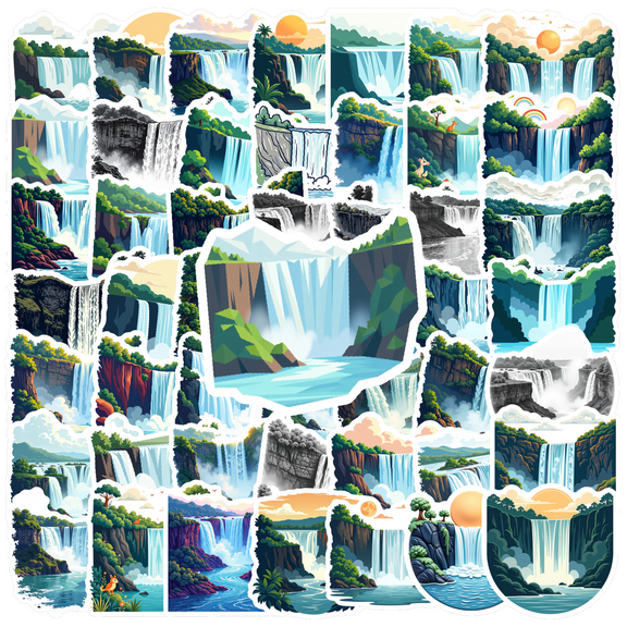 Natural Waterfall Nature Stickers, Waterproof Waterfall Nature Sticker for Water Bottle Laptop Phone Cases Planner Skateboard Luggage Helmet Party Favor Decor, Ideal for Adults Teens Teacher Rewards