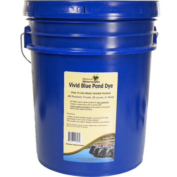 Natural Waterscapes Vivid Blue Pond Dye Packets- 80 water soluble packets