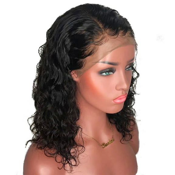 Natural Wave Lace Wigs Brazilian Human Hair Short Curly Wavy Lace Front Wigs