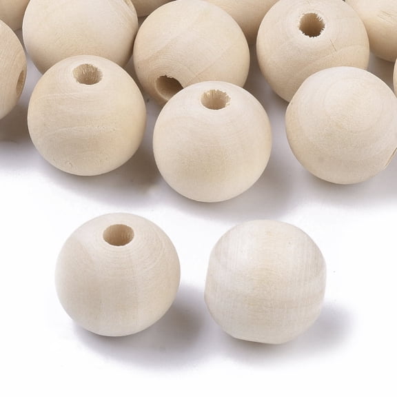 Natural Waxed Wooden Beads Smooth Surface Round Floral White 18mm Hole: 3mm