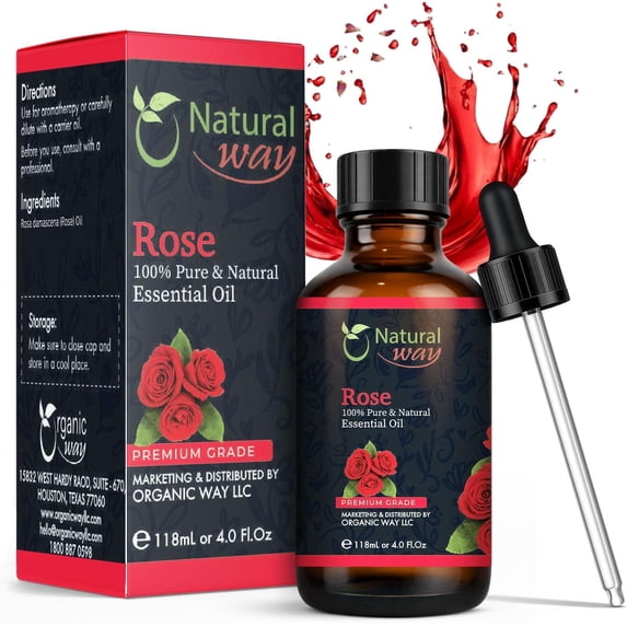 Natural Way Rose Essential Oil - Natural Fragrance Oil for Diffuser, Humidifier & Candle Making, Aromatherapy Scent for Home, Office & Bedroom