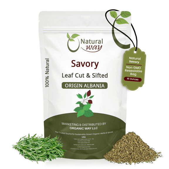 Natural Way Savory Leaf Cut & Sifted (Satureja hortensis), Herbal Tea Ingredient, Resealable Bag 16 Oz
