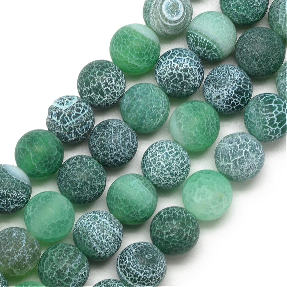 Natural Weathered Agate Bead Strands Frosted Dyed Round Sea Green 7.5~8mm Hole: 1.2~1.4mm about 49pcs/strand 15.5 inch DIY