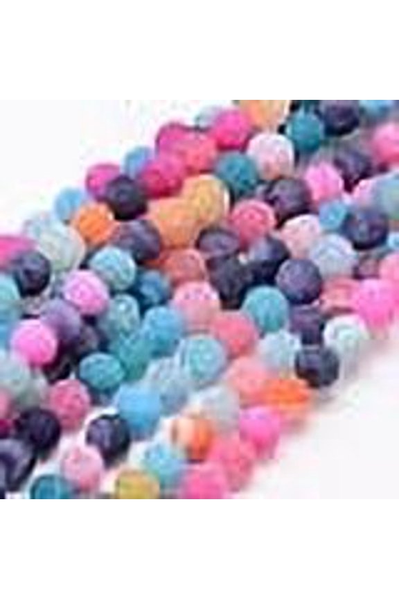 Natural Weathered Agate Beads Strands Dyed Frosted Round Mixed Color 6mm Hole: 1mm about 64pcs/strand 13.6 inch