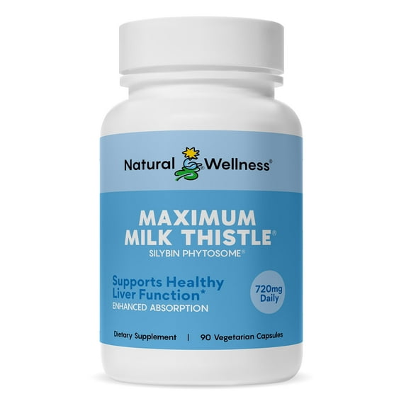Natural Wellness Maximum Milk Thistle - Liver Cleanse, Detox & Repair - Protects Your Liver Against All Forms of Toxins - Pure Silybin Phytosome 720mg Per Day - 90 Vegetarian Capsules: 30-Day Supply