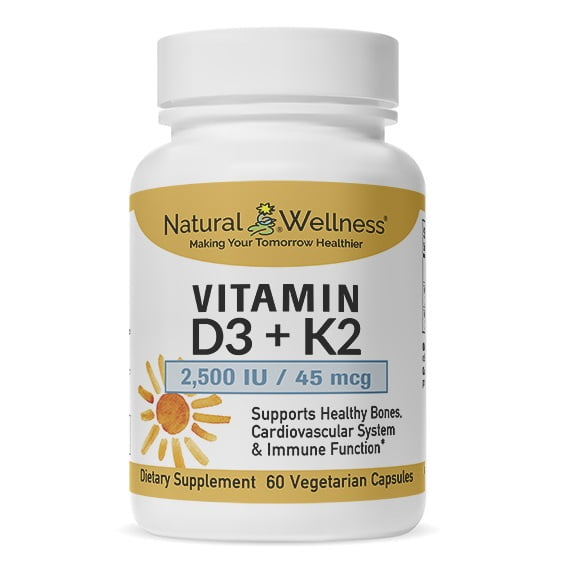 Natural Wellness Vitamin D3 + K2 Benefits Bone and Cardiovascular