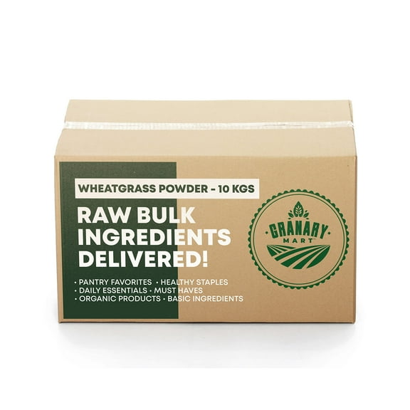 Natural Wheatgrass Powder by Granary Mart  Premium & Fresh  Rich in B - Vitamins  Superfood Powder  Vegan & Gluten-Free  Affordable Bulk Rate  22 lbs. Bulk Bag