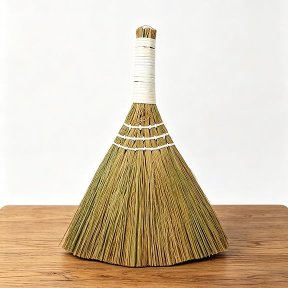 Natural Whisk Sweeping Hand Handle Broom, Whisk Broom Hand Held, Mini Whisk Broom, Handmade Straw Soft Broom Design for Home, Kitchen, Grage, Bedroom, 1 Pc, 10.62x8.26"