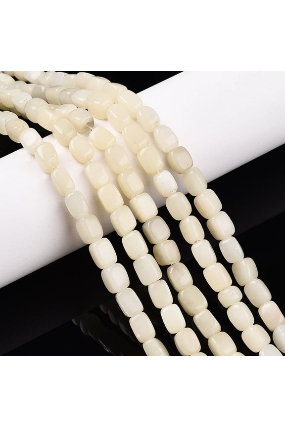 Natural White African Opal Beads Strands Nuggets Tumbled Stone 3.5~8.5x4.5~7.5x4.5~7.5mm Hole: 0.7mm about 53~60pcs/strand 14.96~15.55 inch(38~39.5cm)