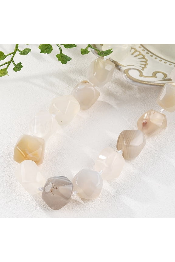 Natural White Agate Beaded Necklaces for Women Men 20.08~21.26 inch(51~54cm)