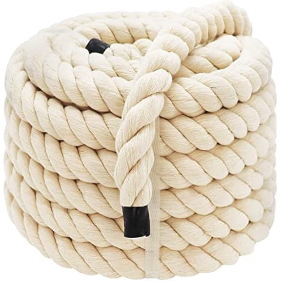 Natural White Cotton Rope 1 inch  50 feet Tug of War Rope Thick Twisted Rope for Swing, Hanging, Wedding, Landscaping, Crafts, Nautical$$Tools & Hardware Other