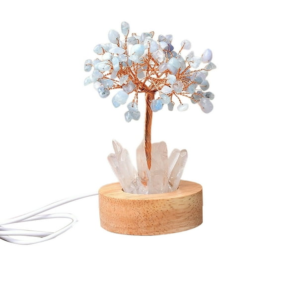Natural White Crystal Quartz Tree Lamp With LED Base Feng Shui Tree For Home Stone Night Light