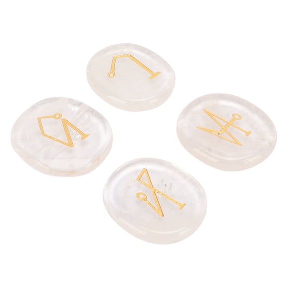 Natural White Crystal Quartz Witch Rune Stones Set for Reiki Meditation Healing Crystals - 4 Pcs / 111 g