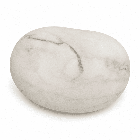 Natural White Ganga River Pebble Stone with Gray Veining, Large Smooth Oval River Rock, Hand-Selected Decorative Stone from Rishikesh Region, India, 1.10 kg