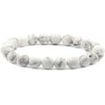 thumbnail image 1 of Natural White Howlite Gemstone 8mm Round Beads Stretch Bracelet 7" Unisex, 1 of 6
