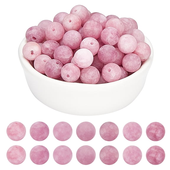 Natural White Jade Bead Strands Dyed Frosted Round Medium Orchid 8~9mm Hole: 1mm about 46~48pcs/strand 14.9 inch 2strands/box 1box