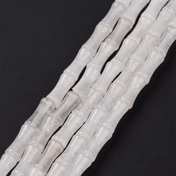 Natural White Jade Beads Strands Bamboo Stick 12.5x5.5mm Hole: 1mm about 31pcs/strand 15.75 inch(40cm)