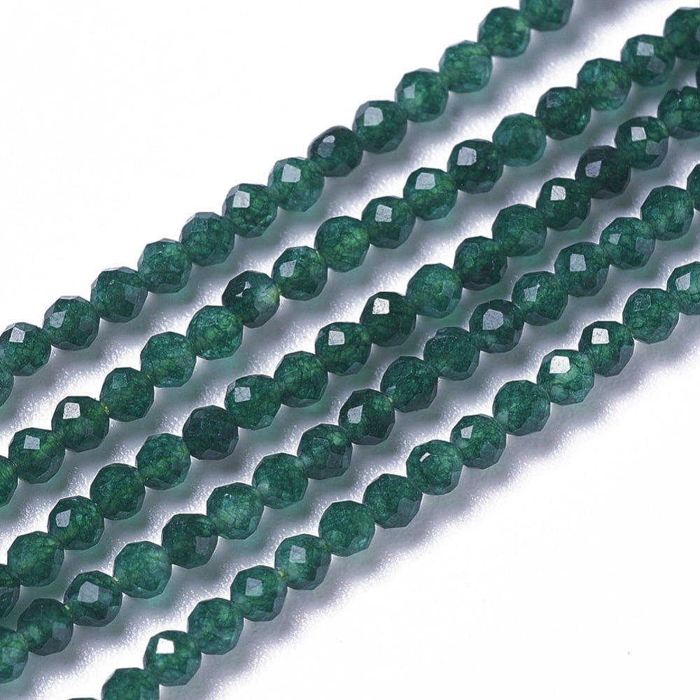 Natural White Jade Beads Strands Faceted Round Green 2~2.5x2mm Hole: 0.2mm about 167~181pcs/strand 15.7~15.9 inch(40~40.5cm) DIY
