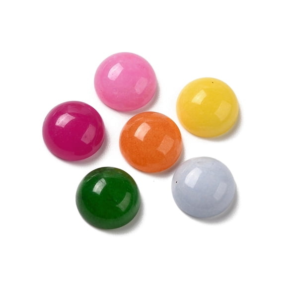 Natural White Jade Cabochons Dyed Half Round/Dome Colorful 10x4.5mm