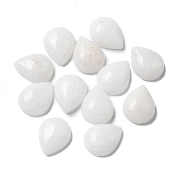 Natural White Jade Cabochons Teardrop 10.5x8x4mm