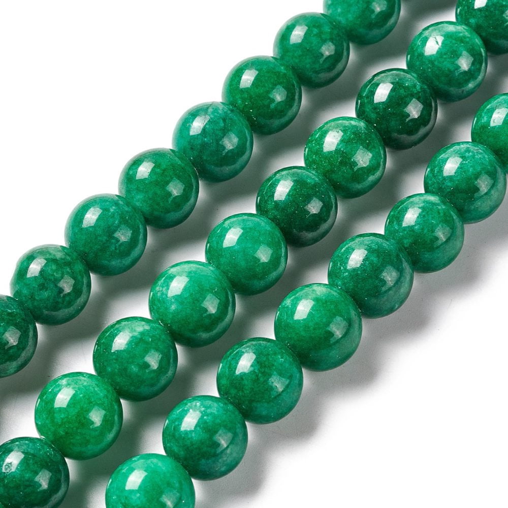 Natural White Jade Round Beads Strand Dyed Green 12mm Hole: 1.5mm 32pcs/strand 14.57''(37cm)