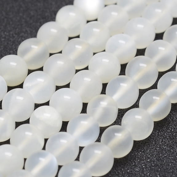 Natural White Moonstone Beads Strands Round 6mm Hole: 1mm 66pcs/strand 15.5 inch(39.5cm)