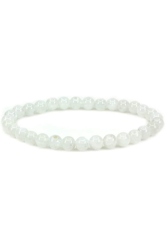 Natural White Moonstone Gemstone 6mm Round Beads Stretch Bracelet 7" Unisex