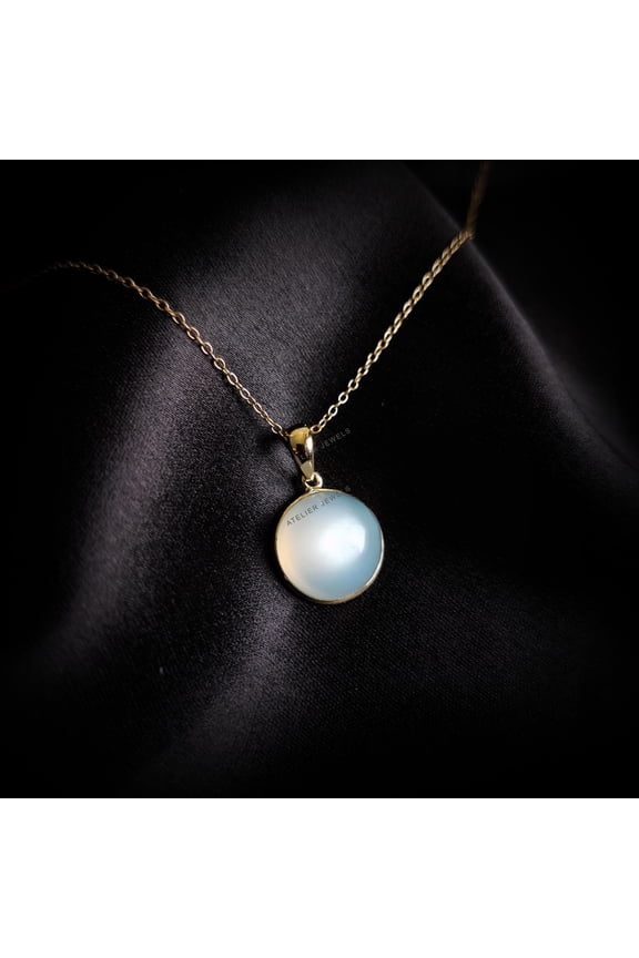 Natural White Moonstone Pendant, 14K Solid Yellow Gold White Moonstone Pendant, June Birthstone, Birthday Gift, White Moonstone Jewelry