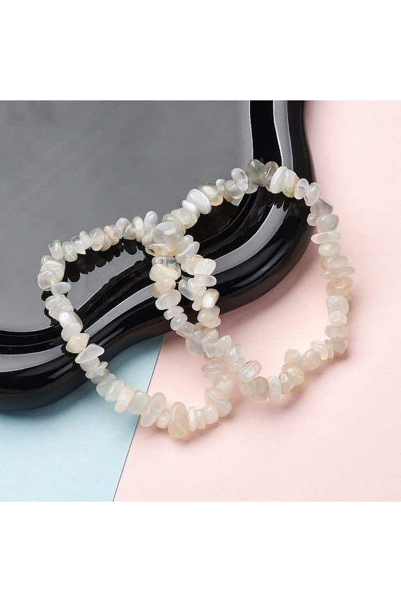 Natural White Moonstone Stretch Bracelets 2-1/8 inch(5.5cm) for DIY