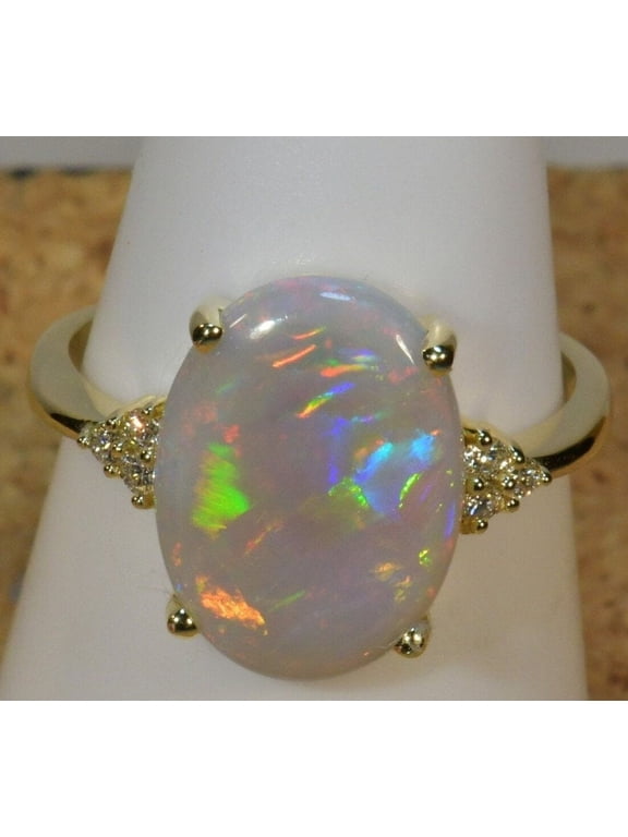 Natural White Opal Gemstone Ring 925 Sterling Silver 14K Gold Filed Ring October Birthstone Gift Ring Valentine's Day Gift Ring Mom Gift