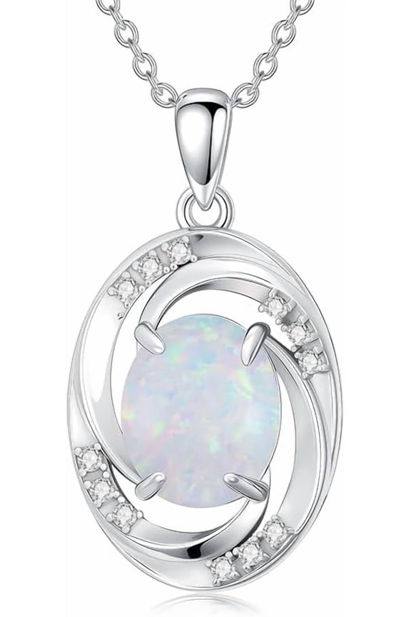 Natural White Opal Pendant Necklace | White Opal Gemstone Pendant | Handmade Sterling Silver Necklace | Dainty October Birthstone Gift Sterling Silver | October Birthstone Jewelry | Gift for Her