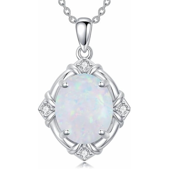 Natural White Opal Pendant Necklace | White Opal Gemstone Pendant | Handmade Sterling Silver Necklace | Dainty October Birthstone Gift Sterling Silver | October Birthstone Jewelry | Gift for Her