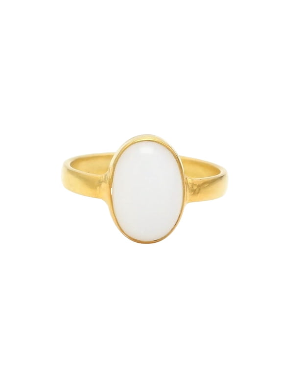Natural White Opal Ring, AAA Opal Gemstone Ring, October Birthstone, Designer Ring Women Ring, Gold Micron, 925 Sterling Silver, Statement Ring, Dainty Minimalist Stacking jewelry, Engagement Ring
